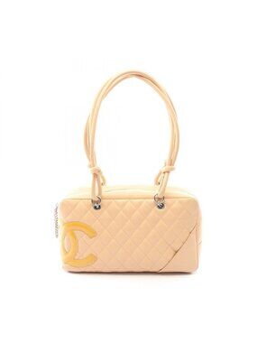 Chanel Shoulder Bag Cambon Line Beige Leather Patent